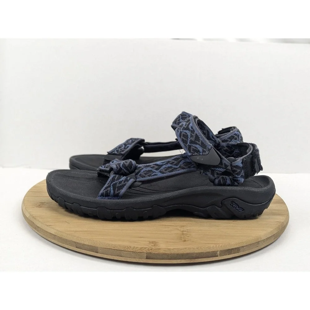 Teva Sport Sandals Mens 7 Black Blue Aztec Hurricane 4 Strappy Outdoor Hike